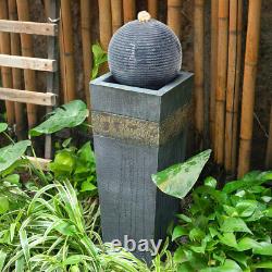Large Rotating Ball Water Feature Garden Fountain LED Electric Statue Ornaments