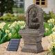 Large Rustic Water Fountain Feature Solar Power Outdoor Lion Statue With Lights