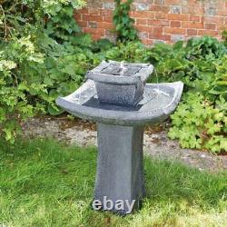 Large Solar Powered Water Fountain Outdoor Garden Feature Pagoda Bird Bath