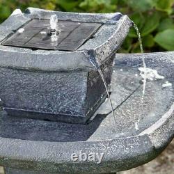 Large Solar Powered Water Fountain Outdoor Garden Feature Pagoda Bird Bath