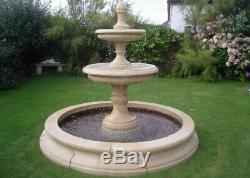 Large Stone 2 Tired Garden Water Fountain In 7 Foot 3 Pool Base Garden Ornament