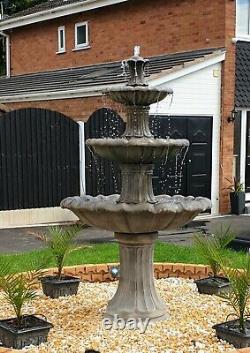 Large Stone 3 Tiered Barcelona Water Fountain Feature Garden Ornament