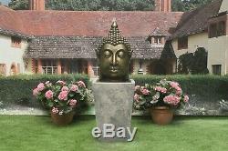 Large Stone Calming Buddha Head Water Fountain Statue Feature Garden Ornament