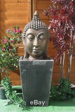 Large Stone Calming Buddha Head Water Fountain Statue Feature Garden Ornament