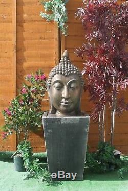 Large Stone Calming Buddha Head Water Fountain Statue Feature Garden Ornament