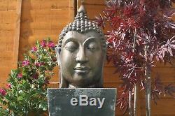 Large Stone Calming Buddha Head Water Fountain Statue Feature Garden Ornament