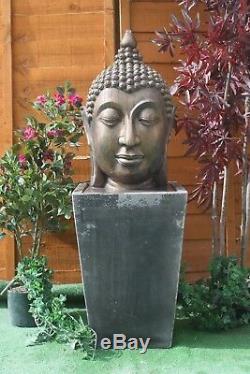 Large Stone Calming Buddha Head Water Fountain Statue Feature Garden Ornament