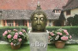 Large Stone Calming Buddha Head Water Fountain Statue Feature Garden Ornament