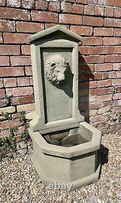 Large Stone Lions Wall Water Fountain Feature Garden Ornament
