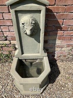 Large Stone Lions Wall Water Fountain Feature Garden Ornament