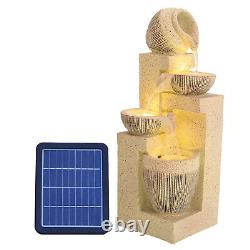 Large Tiered Garden Water Feature Solar Powered Outdoor Fountain LED Light Decor