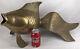 Large Vintage Brass Koi Fish Sculpture Open Mouth Pond For Fountain Water Spout