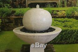 Large White Limestone Ball Fountain Garden Ornament Water Feature