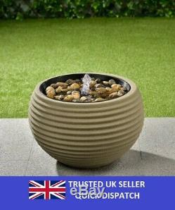 Light Up Ribbed Water Feature Rib Effect Natural Garden Decorative Fountain
