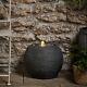 Lights4fun 29cm Anthracite Solar Powered Led Ball Fountain Garden Water Feature
