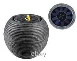 Lights4fun 29cm Anthracite Solar Powered LED Ball Fountain Garden Water Feature