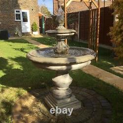 Limestone Large Regis 2 Tiered Water Fountain Feature Garden Ornament