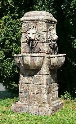 Lion Head Obelisk Water Fountain Waterfall Cascade Garden Feature Outdoor