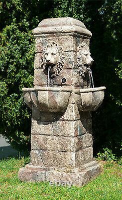 Lion Head Water Fountain Feature Outdoor Waterfall Cascade Garden Freestanding