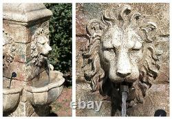 Lion Head Water Fountain Feature Outdoor Waterfall Cascade Garden Freestanding