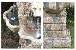 Lion Head Water Fountain Feature Outdoor Waterfall Cascade Garden Freestanding