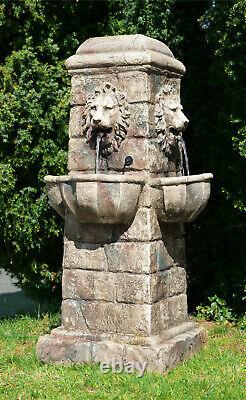 Lion Head Water Fountain Feature Outdoor Waterfall Cascade Garden Freestanding