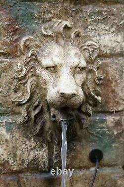 Lion Head Water Fountain Feature Outdoor Waterfall Cascade Garden Freestanding