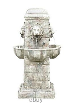 Lion Head Water Fountain Feature Outdoor Waterfall Cascade Garden Freestanding