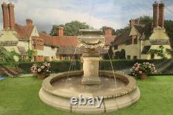 Lion Urn Water Fountain In Medium Cambridge Suround Stone Garden Featur
