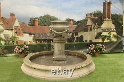 Lion Urn Water Fountain In Medium Cambridge Suround Stone Garden Featur