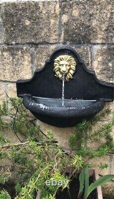 Lion's Head Water Feature LED Lighted Stone Effect Wall Mount Garden Fountain UK