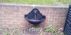 Lion's Head Water Feature LED Lighted Stone Effect Wall Mount Garden Fountain UK