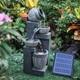 Living And Home 4-tier Led Solar Water Fountain Cascade Feature For Garden Patio