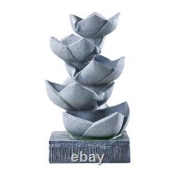 Lotus Flower Cascadeing Water Feature Solar Power Outdoor Garden Water Fountain