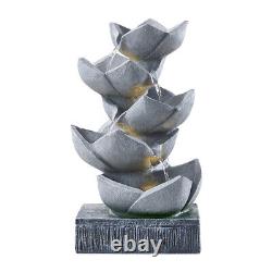 Lotus Flower Cascadeing Water Feature Solar Power Outdoor Garden Water Fountain