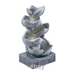 Lotus Flower Cascadeing Water Feature Solar Power Outdoor Garden Water Fountain