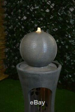 MAYFAIR Tall Garden Water Feature Fountain Stone LED Lights Self-Contained