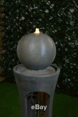 MAYFAIR Tall Garden Water Feature Fountain Stone LED Lights Self-Contained