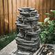 Mains Powered 4 Tier Rocks Cascading Outdoor Fountain Garden Water Feature Withled