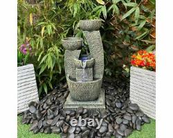 Medium Aztec Water Feature, Electric Fountain With LED Lights, Garden Waterfall
