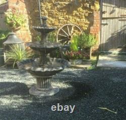 Medium Barcelona 3 Tiered Stone Outdoor Garden Fountain Water Feature Ornament