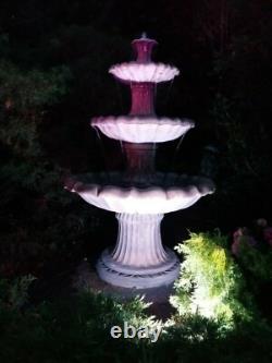 Medium Barcelona 3 Tiered Stone Outdoor Garden Fountain Water Feature Ornament