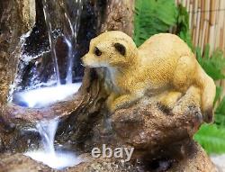 Meerkat Rock Falls Water Feature Fountain Cascade with LED Lights Garden Outdoor