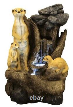 Meerkat Rock Falls Water Feature Fountain Cascade with LED Lights Garden Outdoor