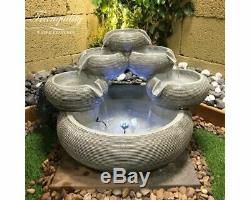 Mini Bowls Contemporary Garden SOLAR Water Feature, Outdoor Fountain Great Value
