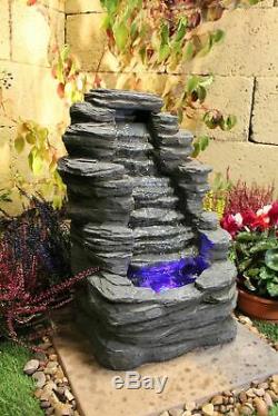 Mini Rock Fall Garden Water Feature, Solar Powered Outdoor Fountain Great Value
