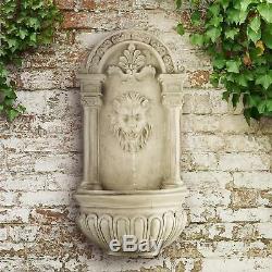 Modern Wall Mounted Water Fountain Garden Home Decor 200 L/ H Pump Led Lion Look