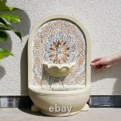 Moroccan Mains Powered Cream Outdoor Water Fountain Feature Garden Bird Bath