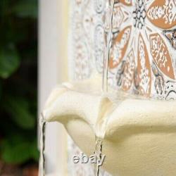 Moroccan Mains Powered Cream Outdoor Water Fountain Feature Garden Bird Bath