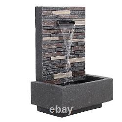 Natural Slate Garden Water Feature Outdoor LED Fountain Waterfall Electric Pump